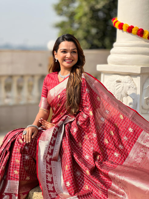 Vasthrlay Elephant Unstitched Saree