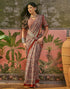 Vasthrlay Womens Printed Unstitched Maroon Saree