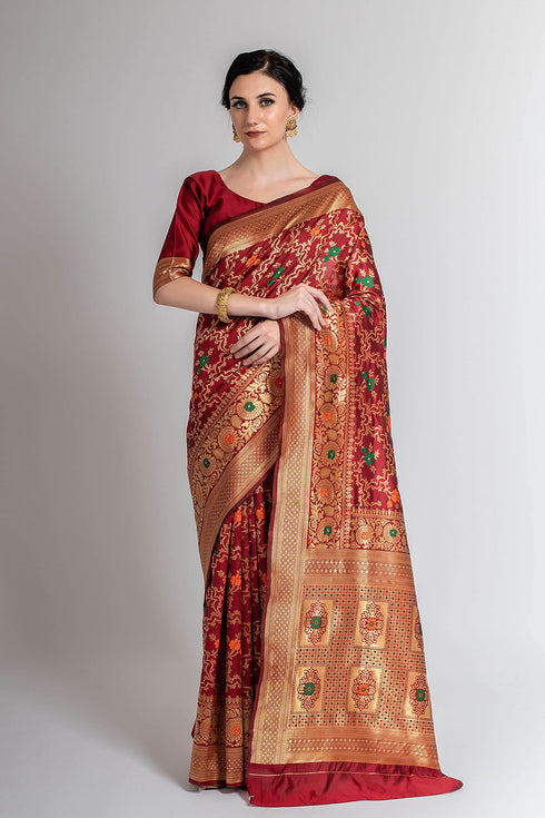 Vasthrlay Magenta Banarasi Designer Saree