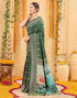 Vasthrlay Womens Weaving Green | Gold Saree With Unstitched Blouse Piece