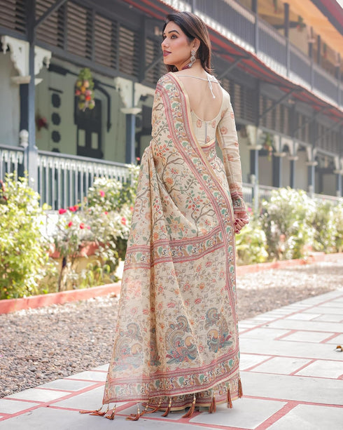 Vasthrlay Turquoise Embroidery Traditional Saree