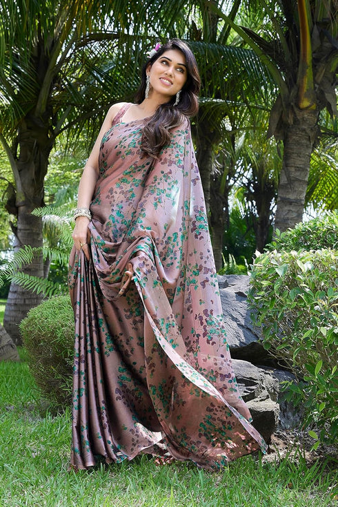 Vasthrlay Fashion Chiffon Printed Dusty Ethnic Wear