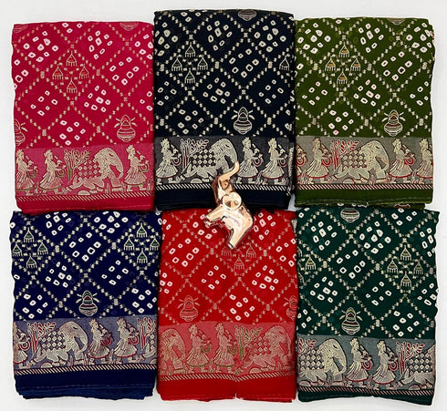 Vasthrlay Bandhani Georgette Kalamkari