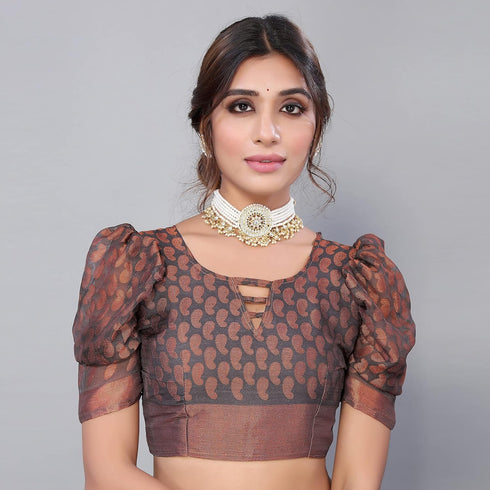 Vasthrlay Designer Chiffon Bengali Grey Ethnic Wear