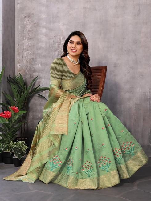 Vasthrlay Boarder Embroidered Unstitched Gold Free Ethnic Wear