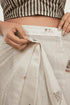 Vasthrlay Off White Multi Print Design Linen Ready To Wear Saree