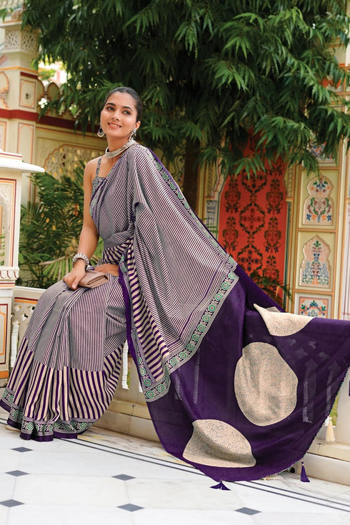 Vasthrlay Fashion Stripes Printed Ethnic Wear
