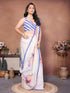 Vasthrlay White4 Womens Linen Ready To Wear Saree