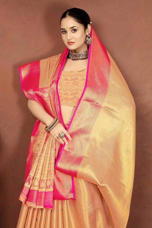 Vsathrlay Gold Kanjivaram Banarasi Festival Ethnic Wear