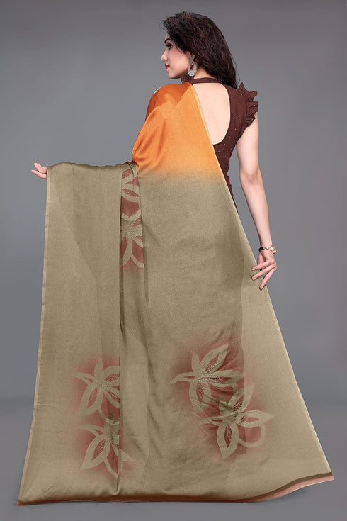 Vasthrlay Fashion Chiffon Printed Grey Ethnic Wear