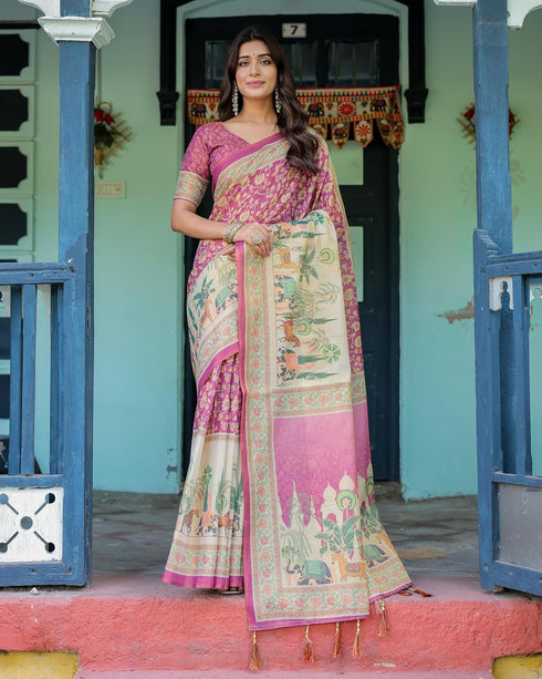Vasthrlay Handloom Turquoise Paisley Saree