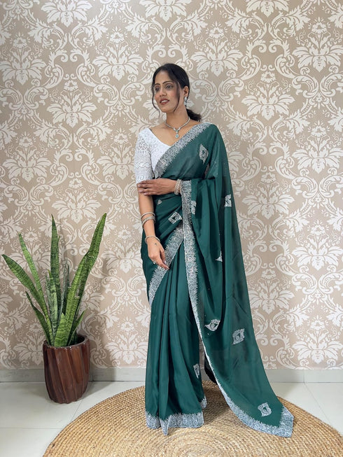 Vasthrlay Georgette Embellishments Embroidered Traditional