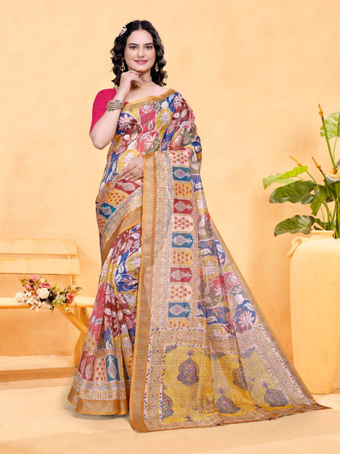 Vasthrlay Printed Unstitched Saree