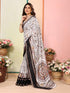 Vasthrlay White Sequins Unstitched Saree