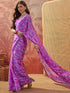 Vasthrlay Chiffon Bandhani Unstitched Purple Saree