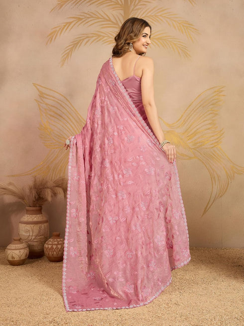 Vasthrlay Embroidery Siroski Unstitched Lightpink Ethnic Wear