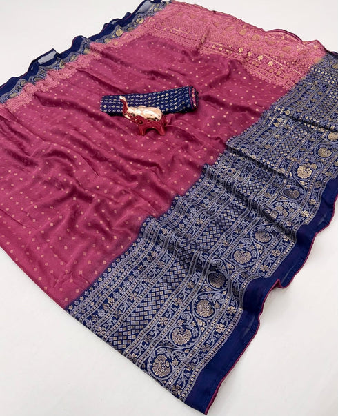 Vasthrlay Georgette Contrast Darkblue