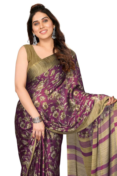 Vasthrlay Fashion Chiffon Printed Navy Ethnic Wear