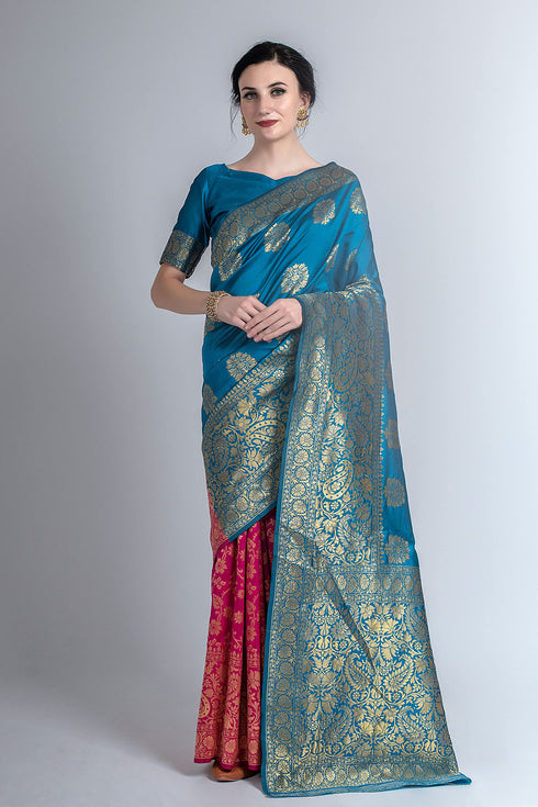 Vasthrlay Magenta Banarasi Saree