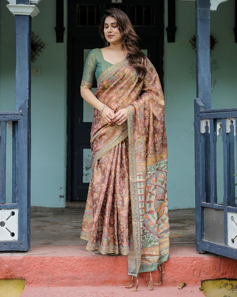 Vasthrlay Handloom Turquoise Traditional Saree