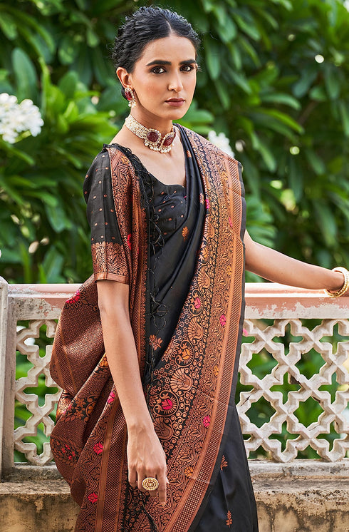Vasthrlay Banarasi Floral Unstitched Saree