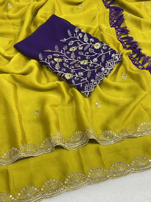 Vasthrlay Pink Georgette Embroidery Saree