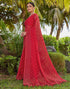 Vasthrlay Bandhani Printed Red Saree With Unstitched Blouse Piece