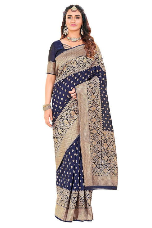 Vasthrlay Banarasi Navy Ethnic Wear