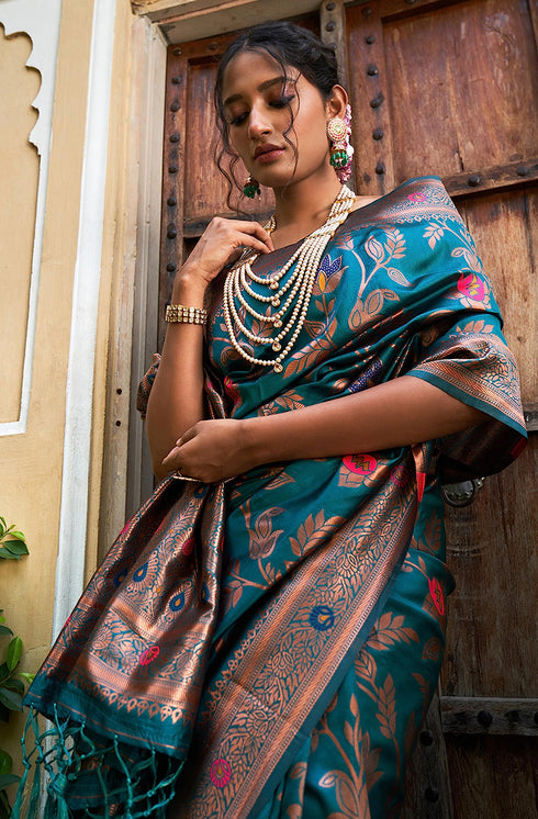 Vasthrlay Banarasi Floral Unstitched Saree