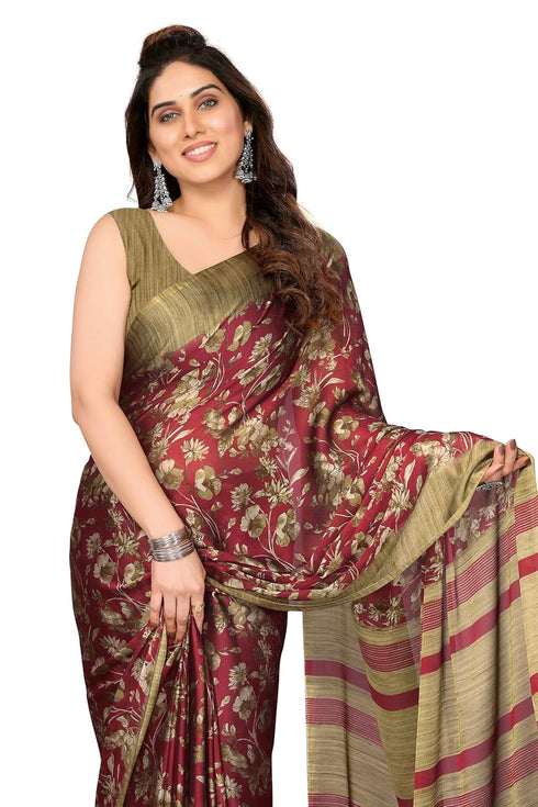 Vasthrlay Fashion Chiffon Printed Navy Ethnic Wear