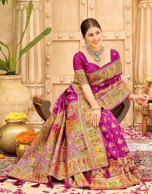 Vasthrlay Banarasi Jacquard Unstitched Grey Saree