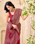 Vasthrlay Georgette Printed Unstitched Red Saree