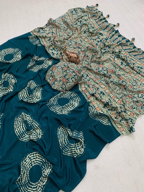 Vasthrlay Printed Ajrakh Floral