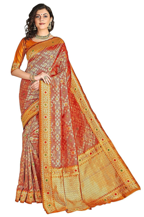 Vasthrlay Banarasi Gs Bandhani Red Ethnic Wear