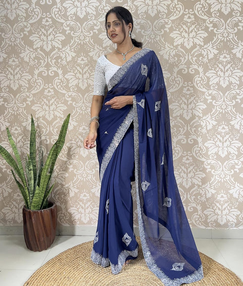 Vasthrlay Georgette Embellishments Embroidered Traditional