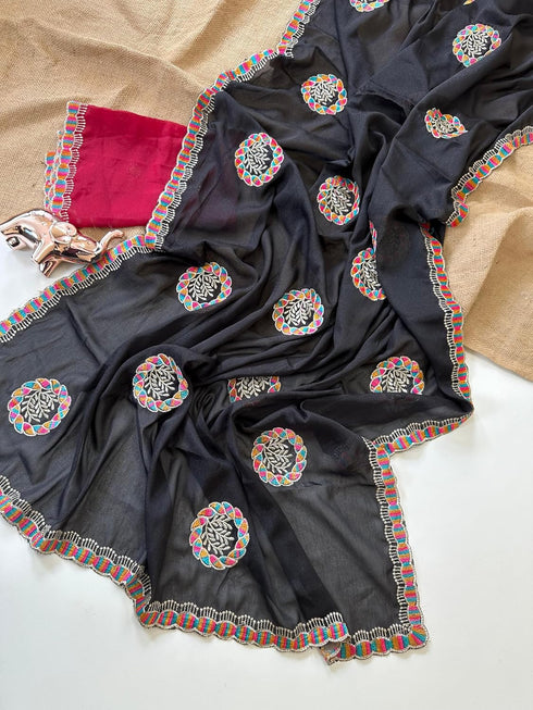 Vasthrlay Georgette Embroidery Unstitch