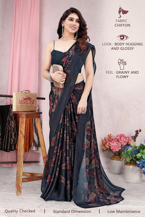 Vasthrlay Fashion Chiffon Turquoise Ethnic Wear