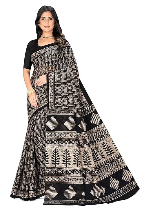 Tamaira Fashion Women'S Jaipuri Hand Block Printed Pure Cotton Mulmul Saree