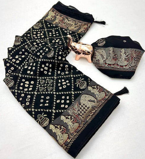Vasthrlay Bandhani Georgette Kalamkari
