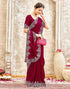 Vasthrlay Womens Scalloped Unstitched Maroon Saree