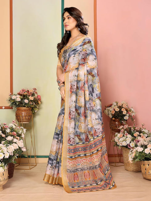 VasthrlayDigital Printed Unstitched Brown Free Ethnic Wear