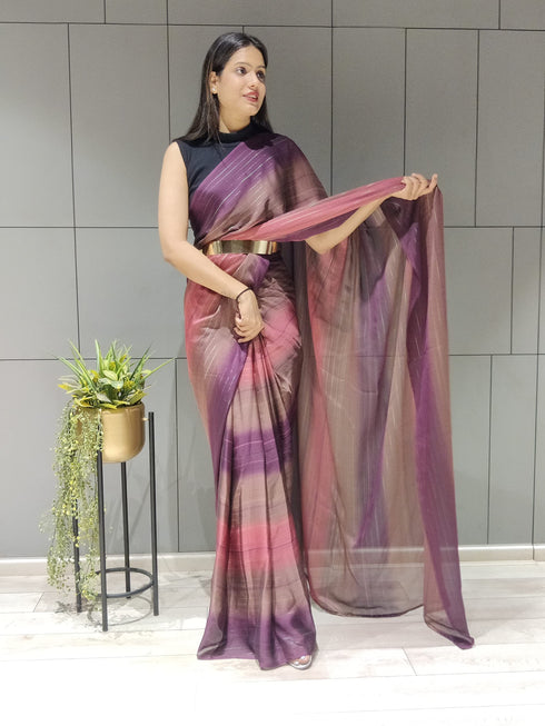 Vasthrlay Pink Georgette Unstitched Saree