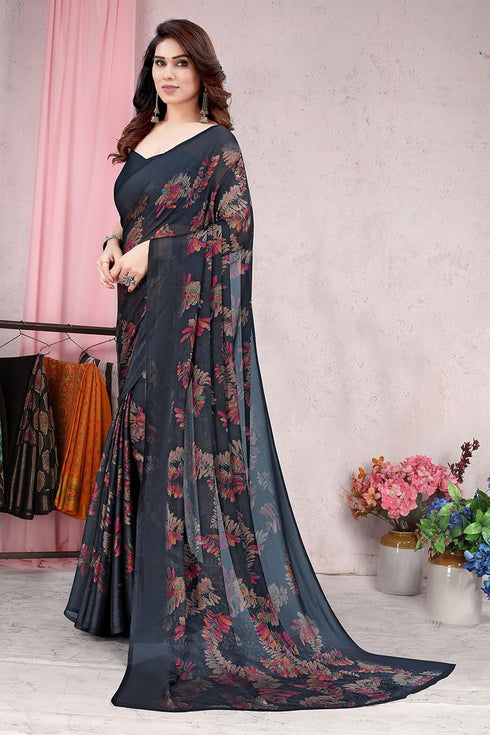 Vasthrlay Fashion Chiffon Turquoise Ethnic Wear