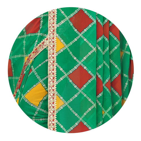 Vasthrlay Fashion Georgette Bandhani Green Ethnic Wear