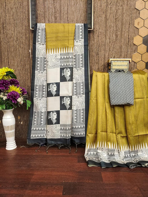 Vasthrlay Tussar Kalamkari Madhubani Border Blouse