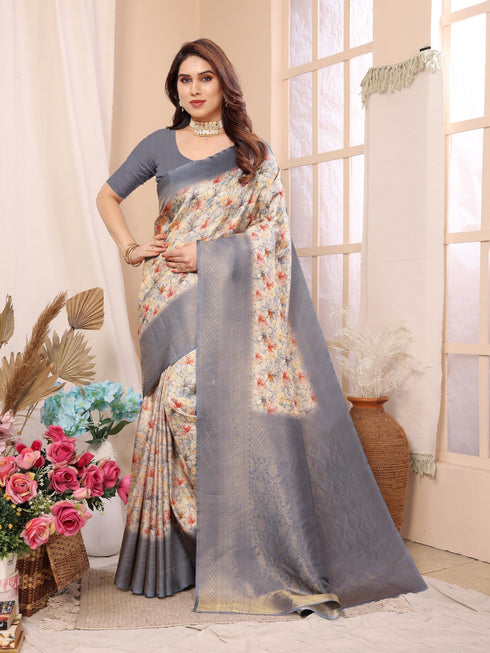 Vasthrlay Kanjivaram Unstitched Saree