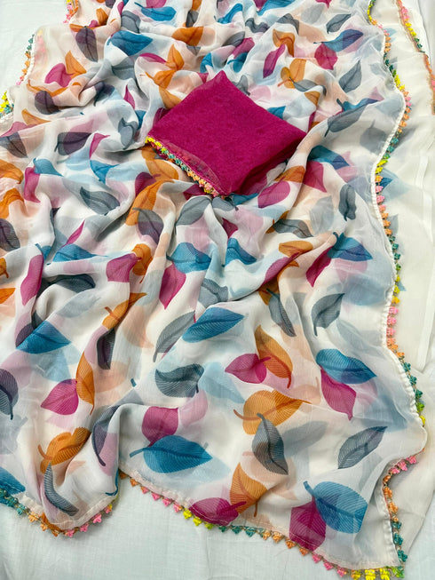 Vasthrlay Chiffon Unstitched Saree
