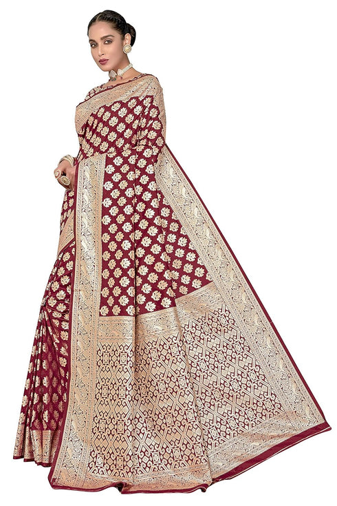 Vasthrlay Banarasi Bridal Maroon Ethnic Wear