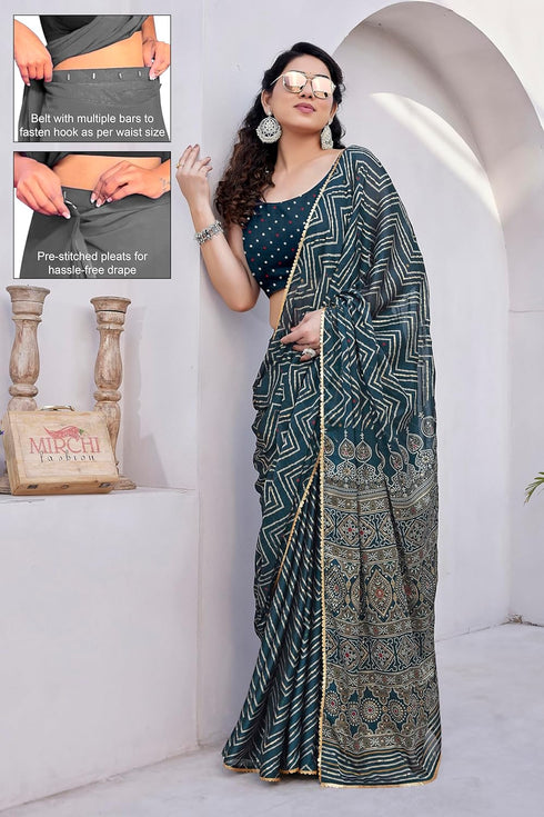 Vasthrlay Fashion Chiffon Chevron Printed Ethnic Wear