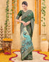 Vasthrlay Womens Weaving Green | Gold Saree With Unstitched Blouse Piece